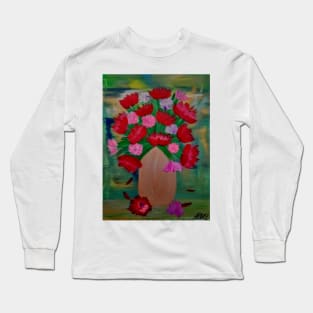 mixed carnations flowers in a metallic gold vase Long Sleeve T-Shirt